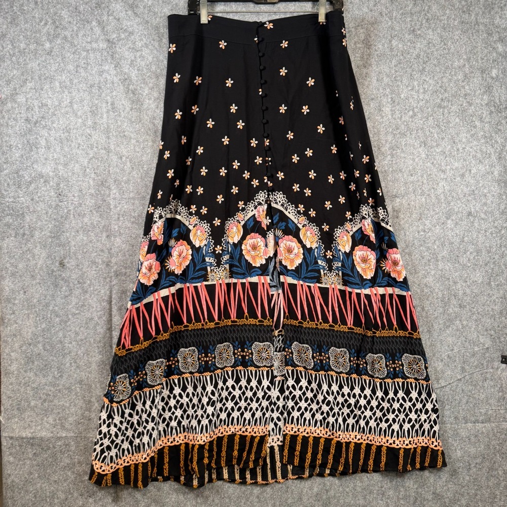 Y2K Express Skirt Womens Large Floral Midi Button Front Modest Cottage Boho Euro